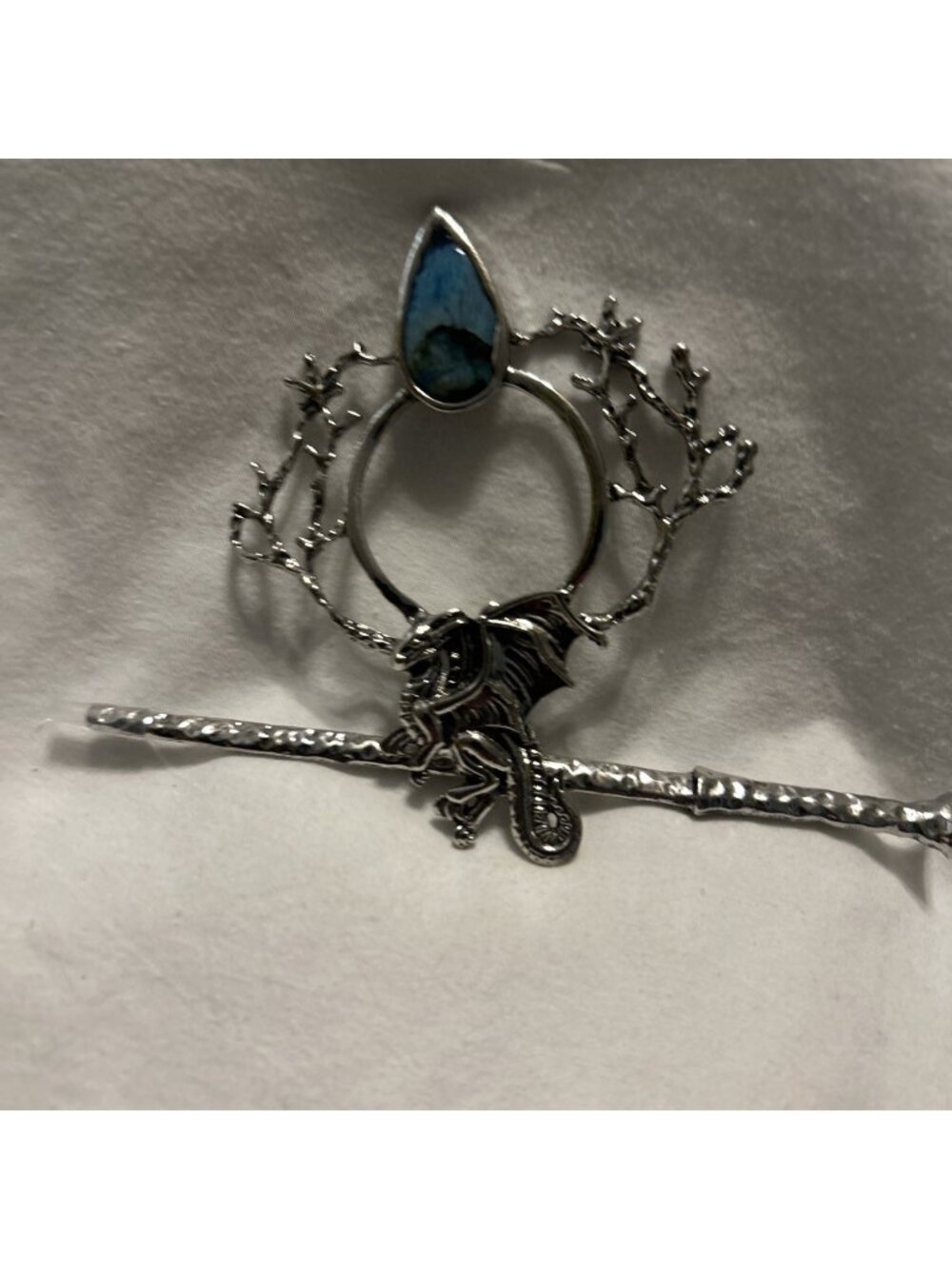 Celtic Blue Dragon Hair Pin  Metal Flying Mythical Methodology Dragon